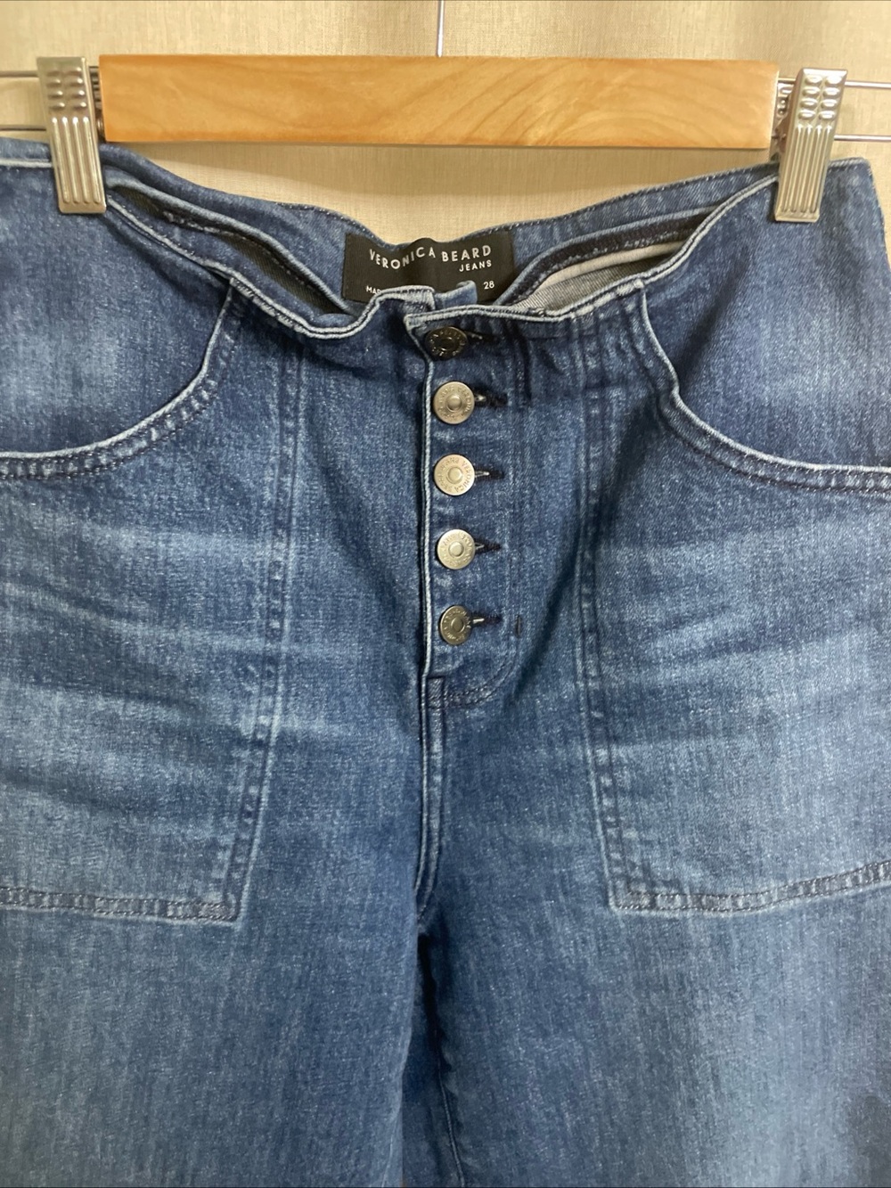 Veronica Beard Crosbie Crop Wide Leg High Rise Button Fly Jeans 28 - Picture 4 of 11